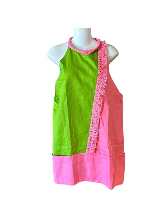 no brand Other - Pink and Green Mod Style Apron Wired Neckline and Pockets all Around